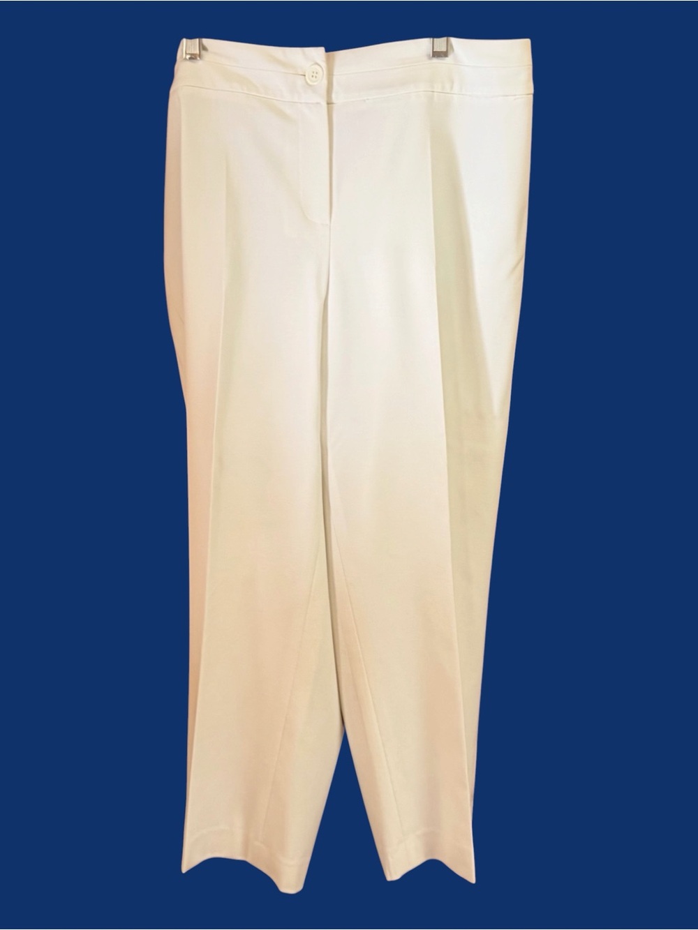 Talbots White Pants Womens 12 Straight Leg Ankle Flat Front Fully Lined Stretch